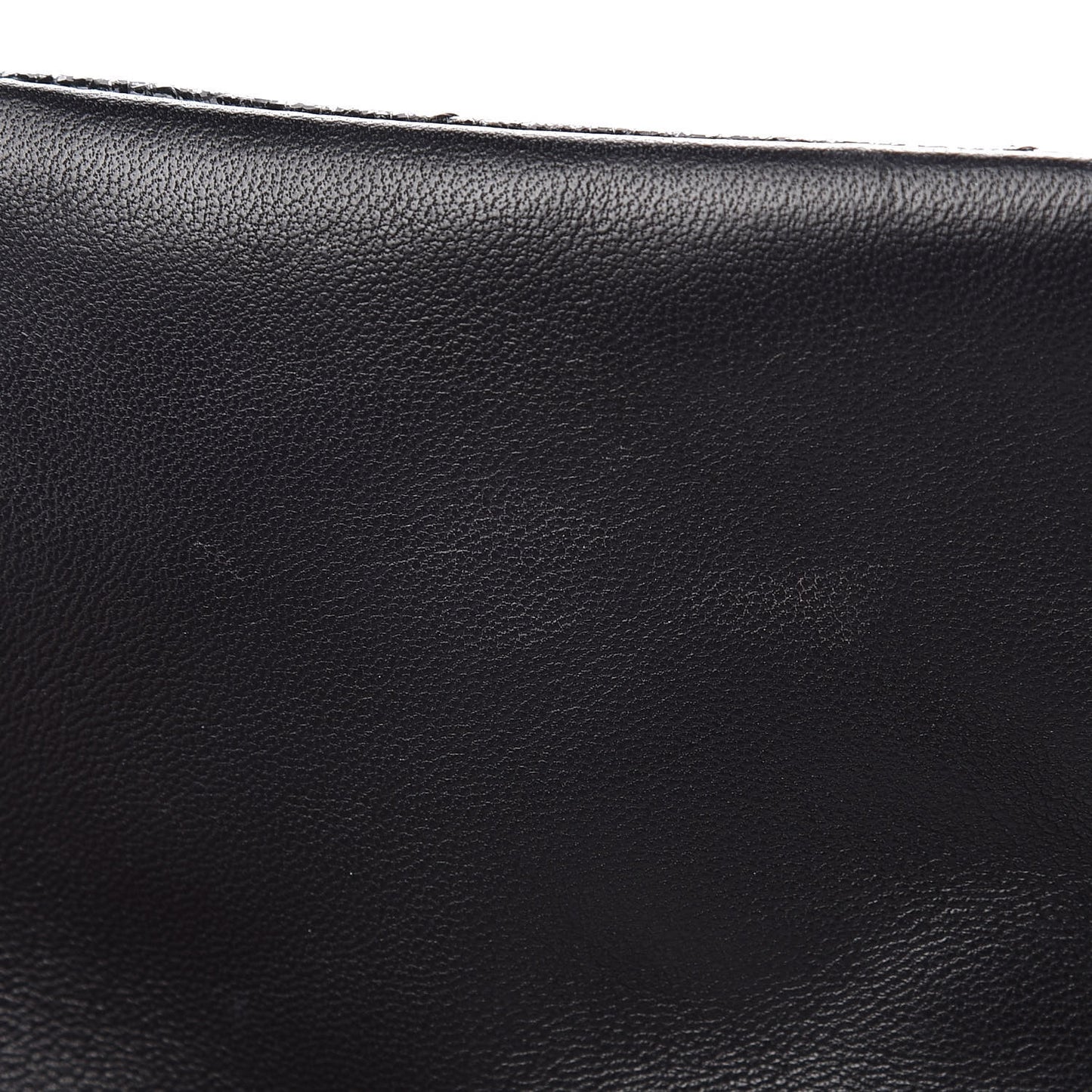 Glazed Crackled Calfskin Quilted Mademoiselle Flap Black