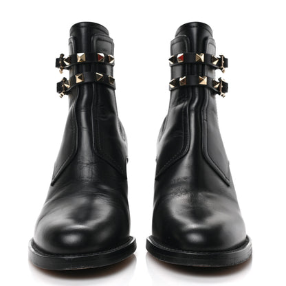 Valentino Garavani Calfskin Rockstud Double Buckle Beatle Chelsea 70mm Ankle Boots 38.5 Black 2 of 7