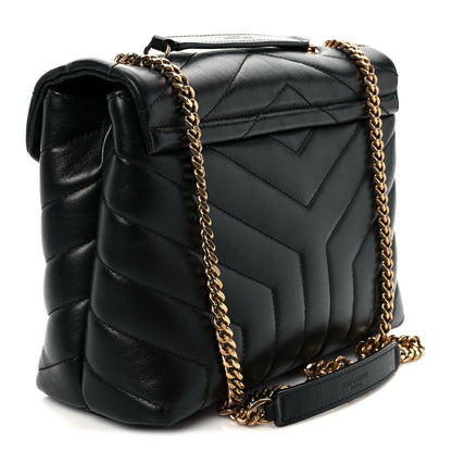 Saint Laurent Calfskin Y Quilted Monogram Small Loulou Chain Satchel Black 3 of 11