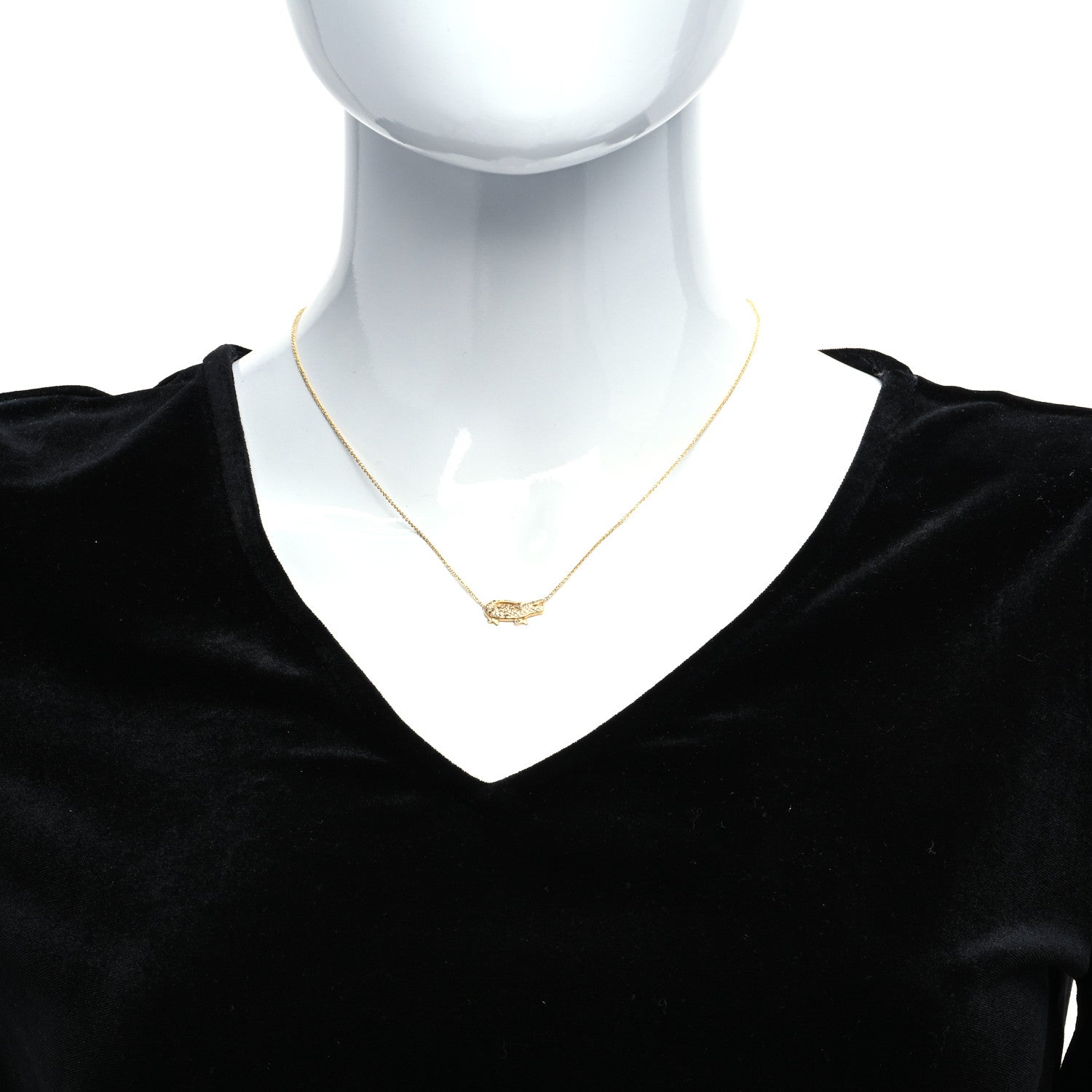 Roberto Coin 18K Yellow Gold Cognac Diamond Alligator Pendant Necklace 2 of 6