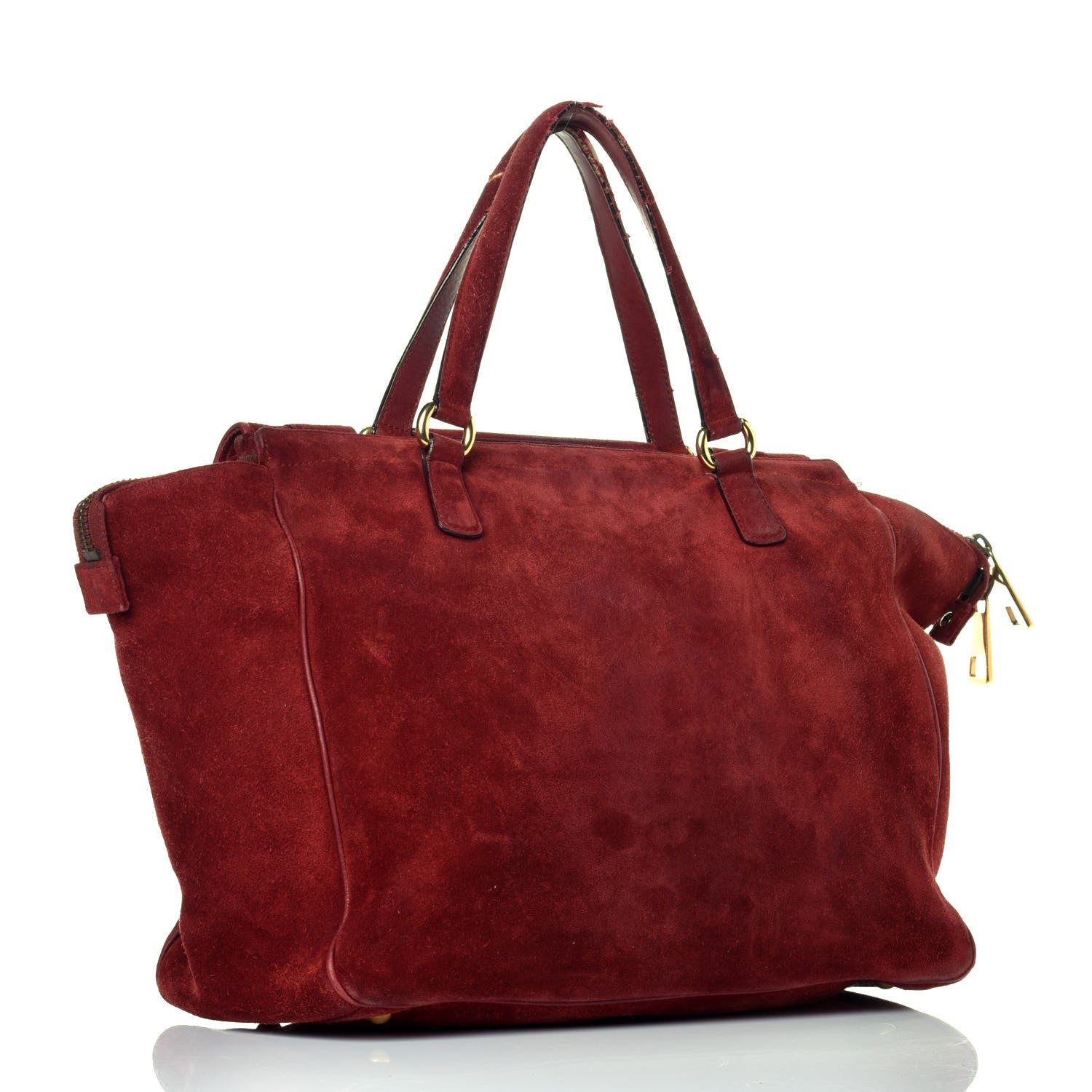 Gucci Suede Medium 1973 Top Handle Satchel Red 3 of 10