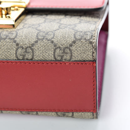 Gucci GG Supreme Monogram Calfskin Small Padlock Shoulder Bag Beige Hibiscus Red New Rosette 14 of 14