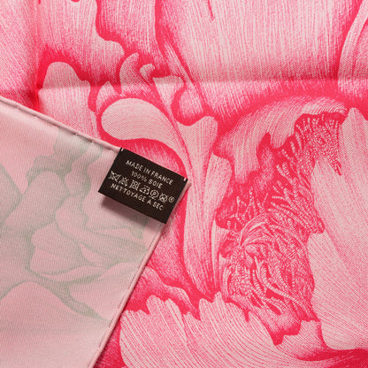 Hermes Silk A l'Ombre des Pivoines Scarf 90 Vieux Rose Encre 2 of 3