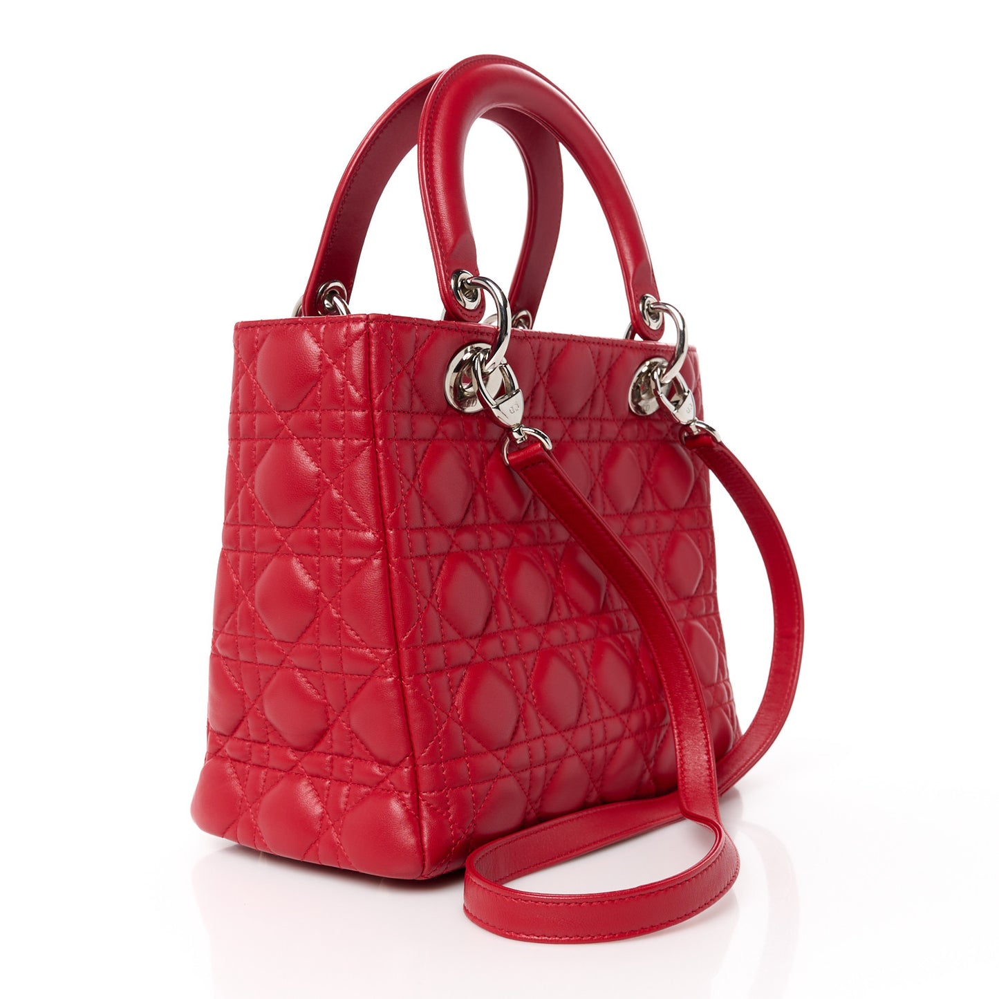 Lambskin Cannage Medium Lady Dior Red