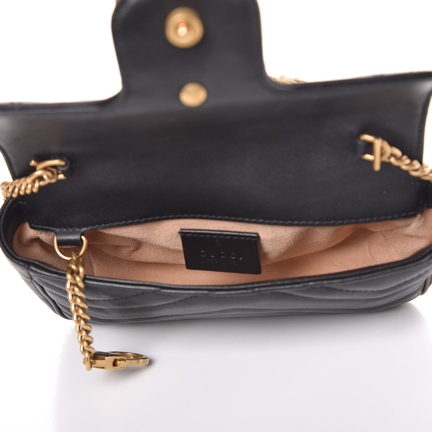 Calfskin Matelasse Super Mini GG Marmont Shoulder Bag Black