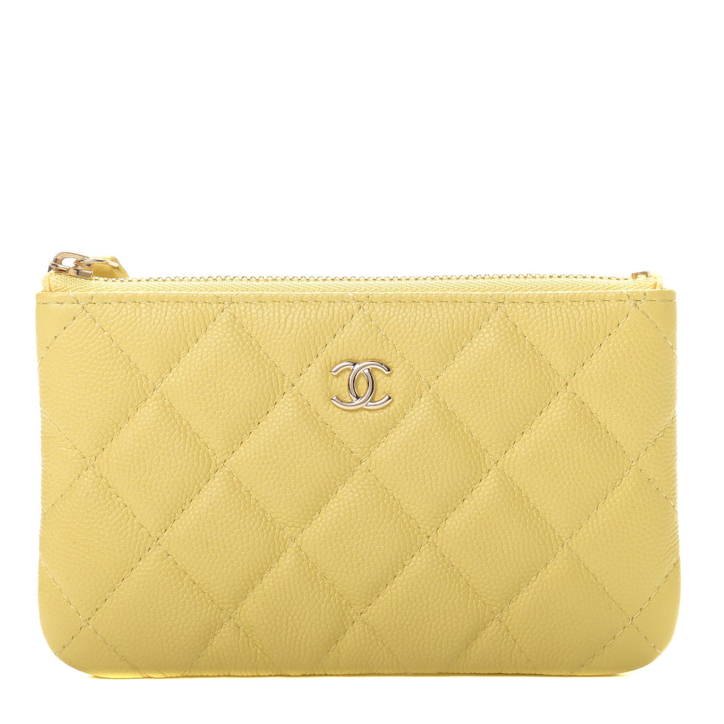 Caviar Quilted Small Cosmetic Case Yellow