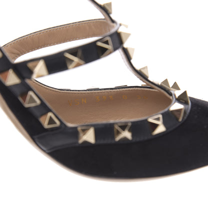 Valentino Garavani Suede Rockstud Ankle Strap Pumps 36 Black 8 of 9