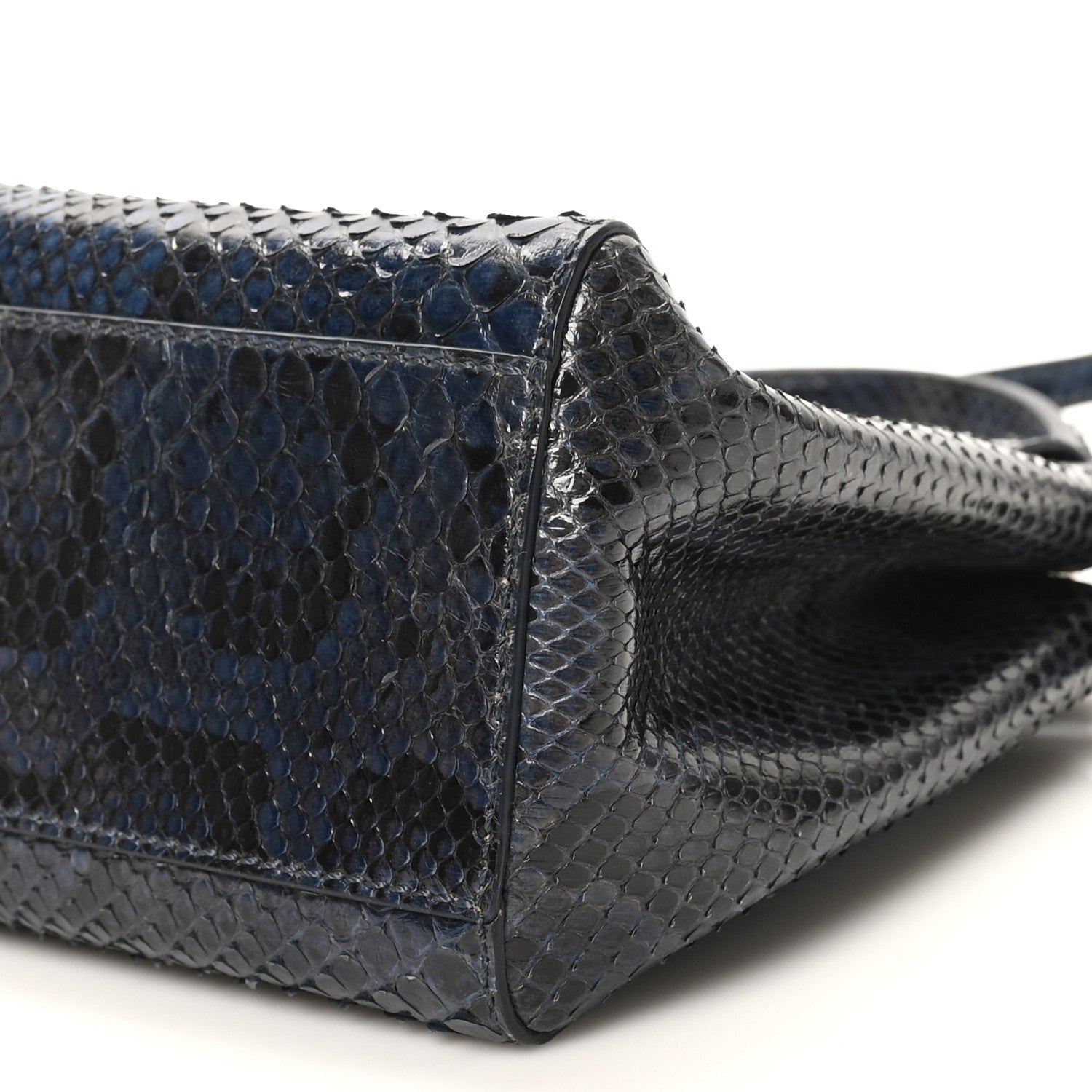 Fendi Python Shiny Nappa Mini Peekaboo Iconic Satchel Blue Jeans 9 of 9