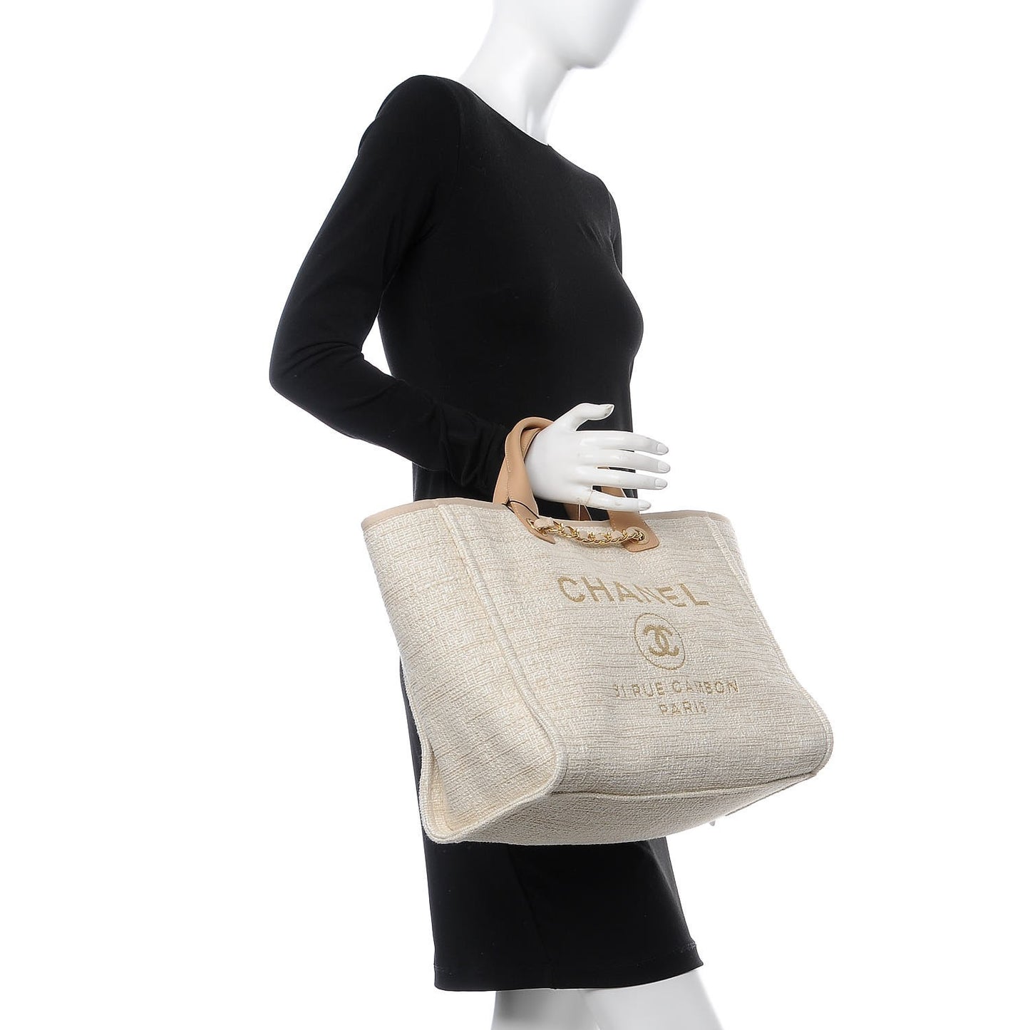 Canvas Large Deauville Tote Light Beige