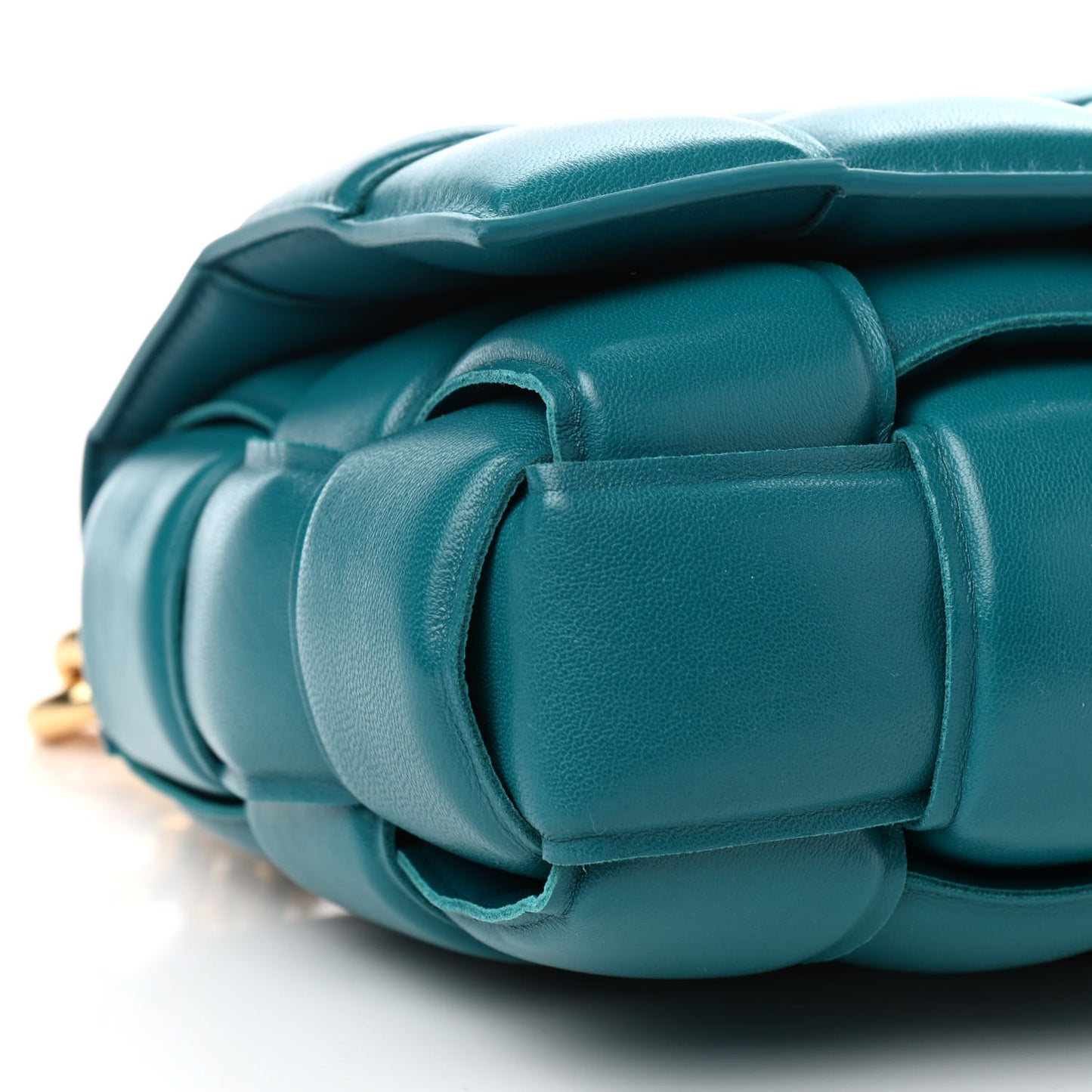 Lambskin Maxi Intreccio Padded Chain Cassette Crossbody Bag Mallard