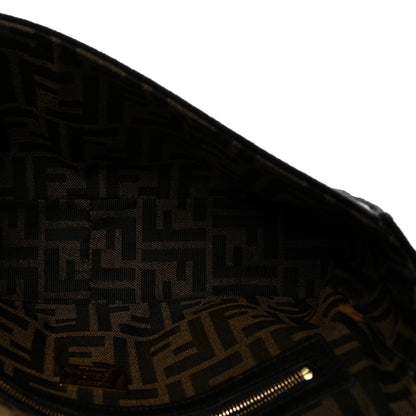 Fendi Fabric Jacquard FF 1974 Medium Baguette Tobacco Moro Black 5 of 9