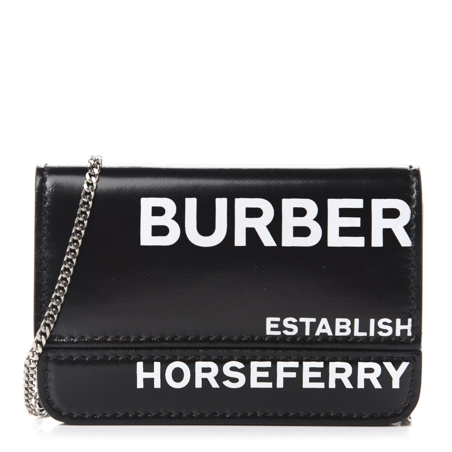 Coated Canvas Horseferry Print Mini Jody Chain Card Case Black