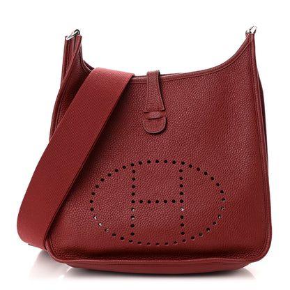 Hermes Taurillon Clemence Evelyne III PM Rouge Grenat 1 of 9