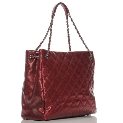 Chanel Iridescent Caviar Quilted Tall Chic Shopping Tote Red 3 of 7