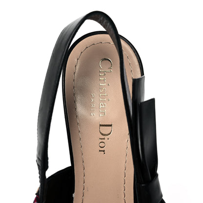 Christian Dior Calfskin Embroidered Beaded Sweet D Sling-Back Pumps 37.5 Multicolor 7 of 9