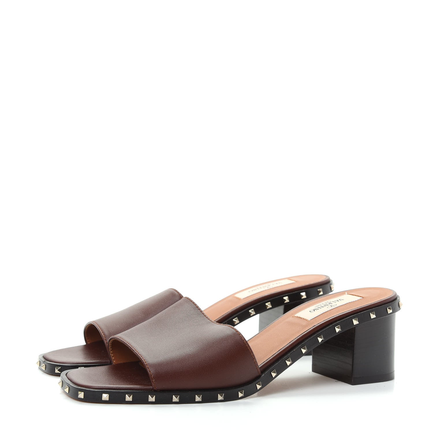 Valentino Garavani Nappa Soul Rockstud 55mm Slide Sandals 37 Brown 3 of 10