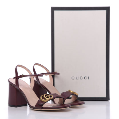 Gucci Lifford Calfskin GG Marmont Ankle Wrap 75mm Sandals 38 Vintage Bordeaux 10 of 10
