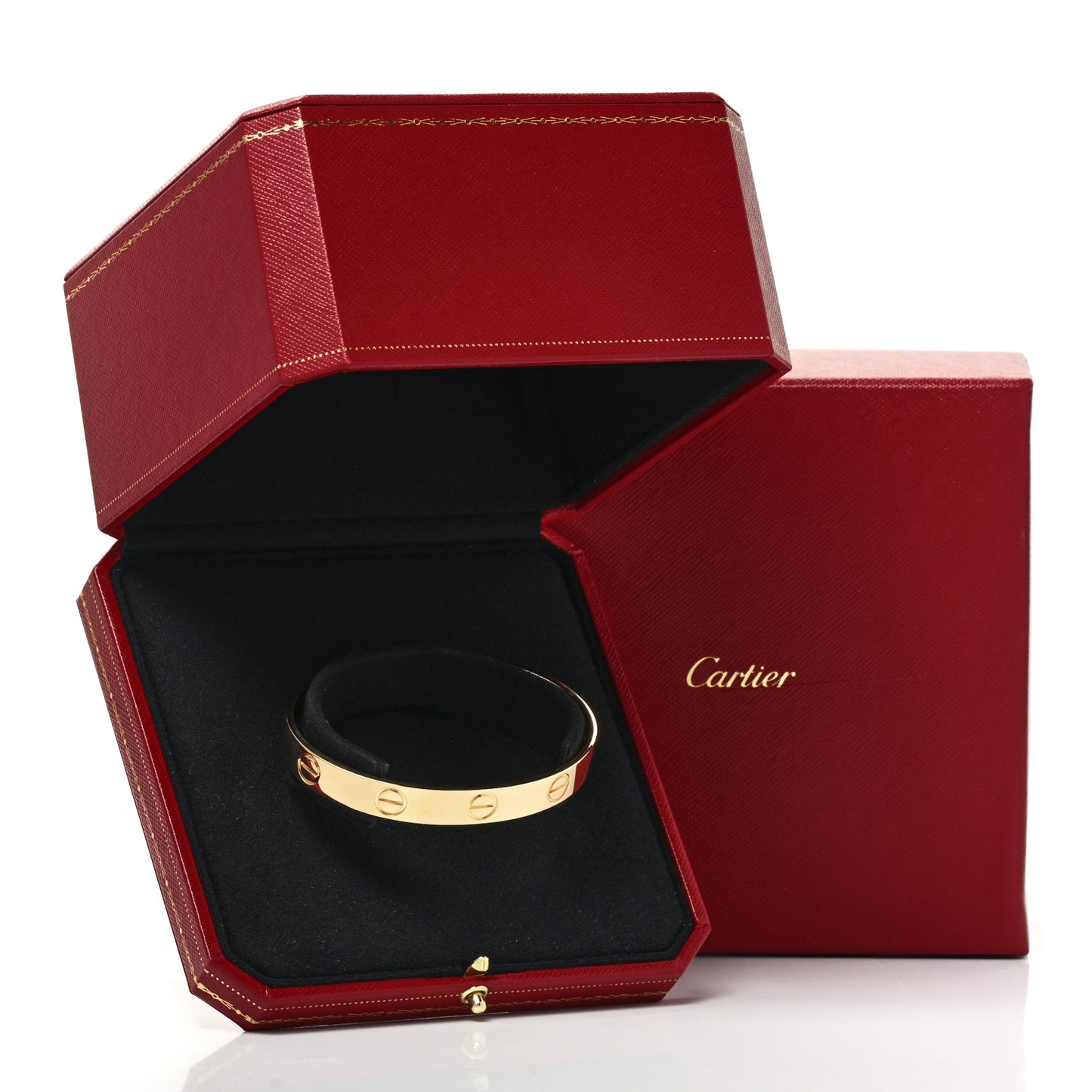 18K Yellow Gold LOVE Cuff Wide Bracelet 20