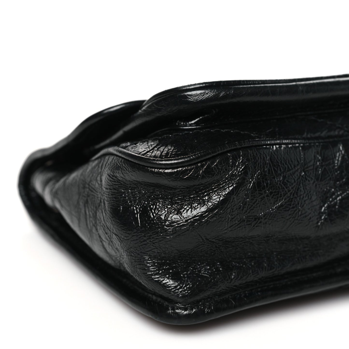 Crinkled Calfskin Matelasse Monogram Baby Niki Chain Satchel Black
