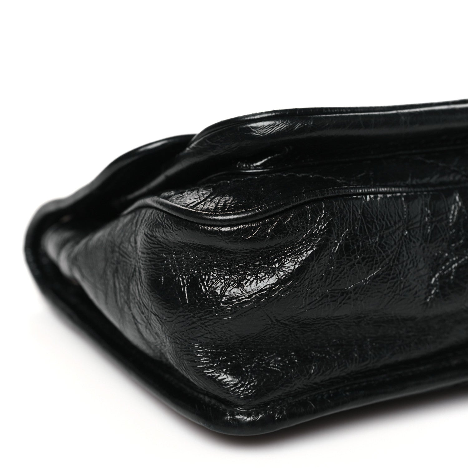 Saint Laurent Crinkled Calfskin Matelasse Monogram Baby Niki Chain Satchel Black 9 of 11