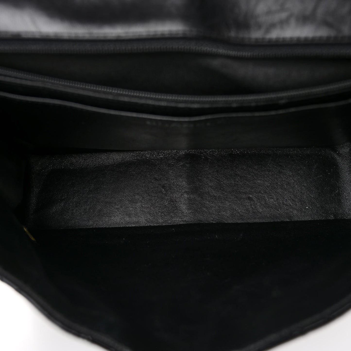 Distressed Patent Quilted Jumbo Single Flap Black