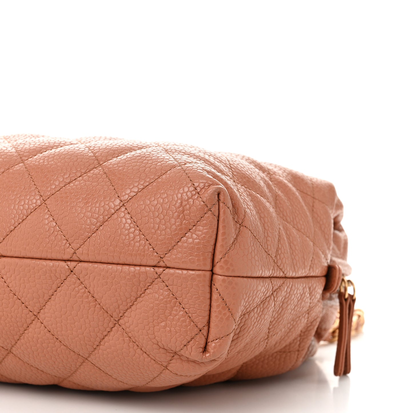 Shiny Caviar Quilted Large Bowling Bag Brown