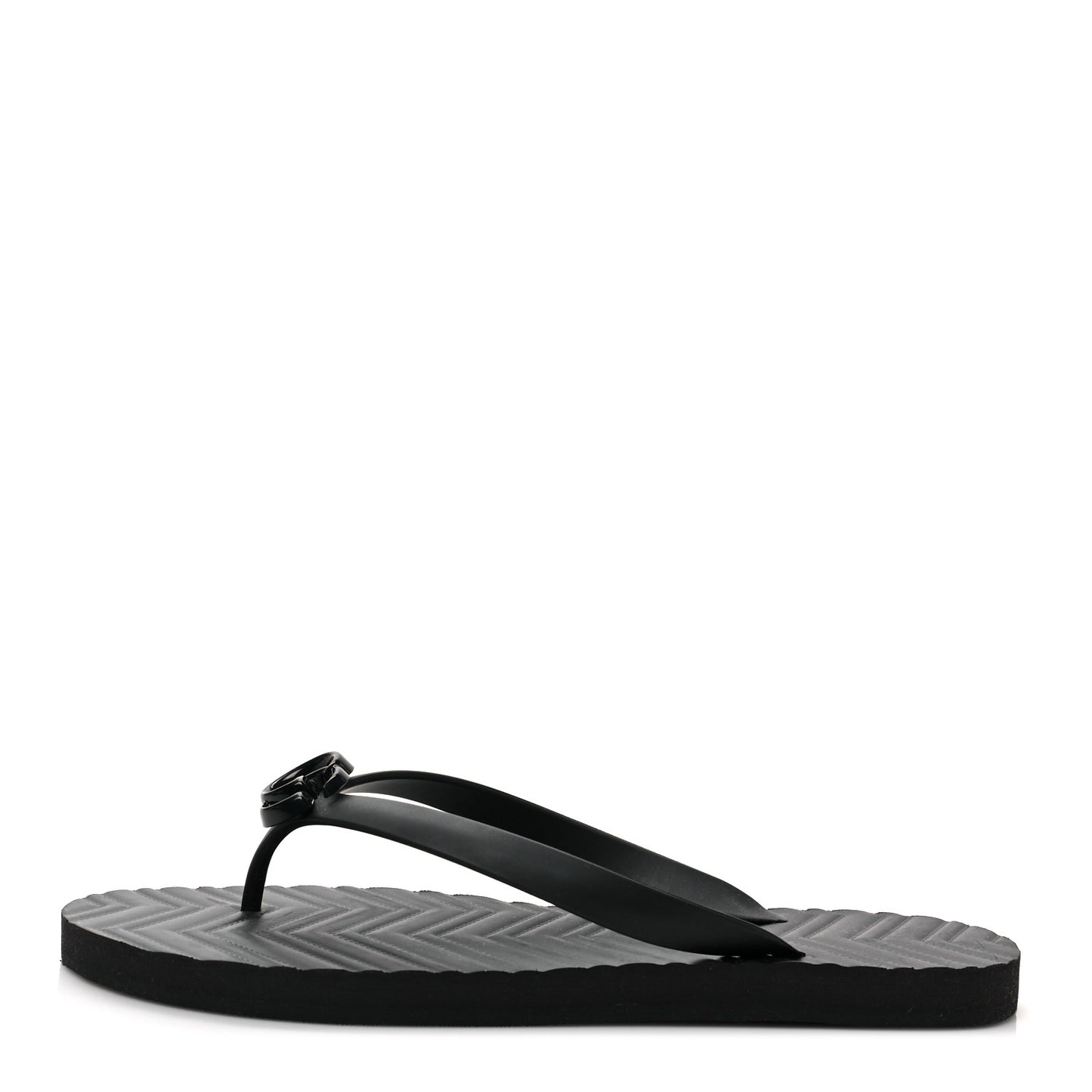 Rubber Chevron Mens GG Thong Flat Sandals 11 Black