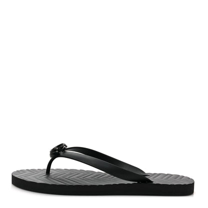 Gucci Rubber Chevron Mens GG Thong Flat Sandals 11 Black 1 of 7