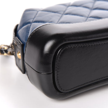 Chanel Aged Calfskin Quilted Gabrielle Classic Pouch Blue Black 5 of 9