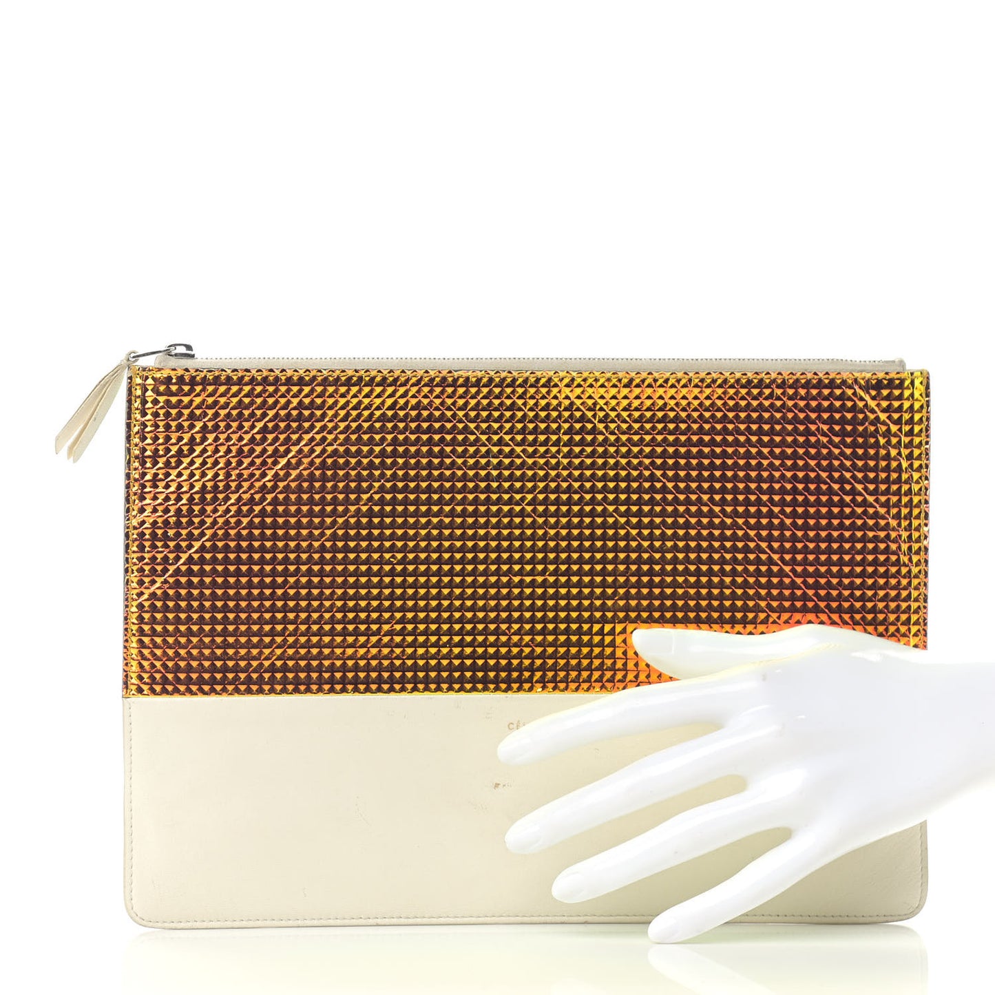 Lambskin Bi-Color Solo Clutch Pouch White