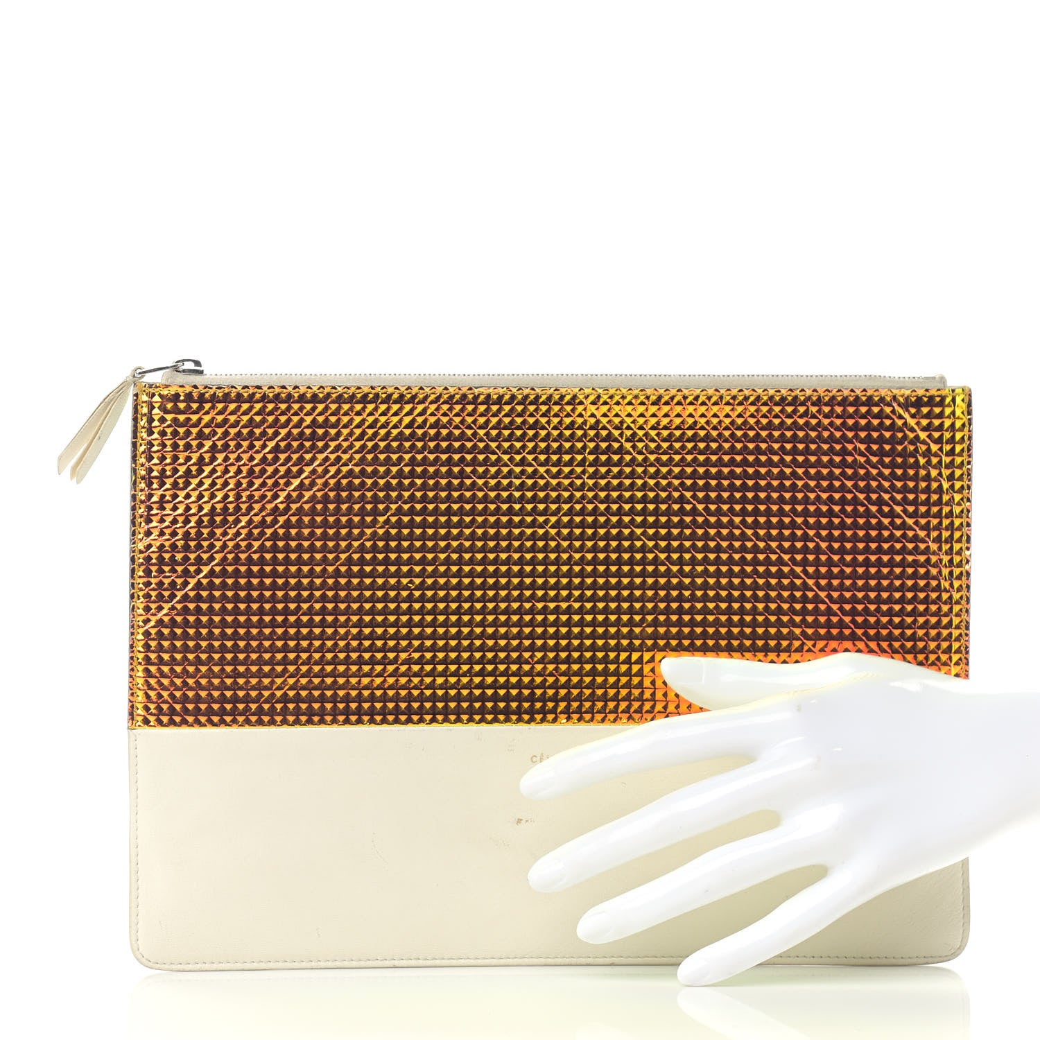 Celine Lambskin Bi-Color Solo Clutch Pouch White 2 of 9