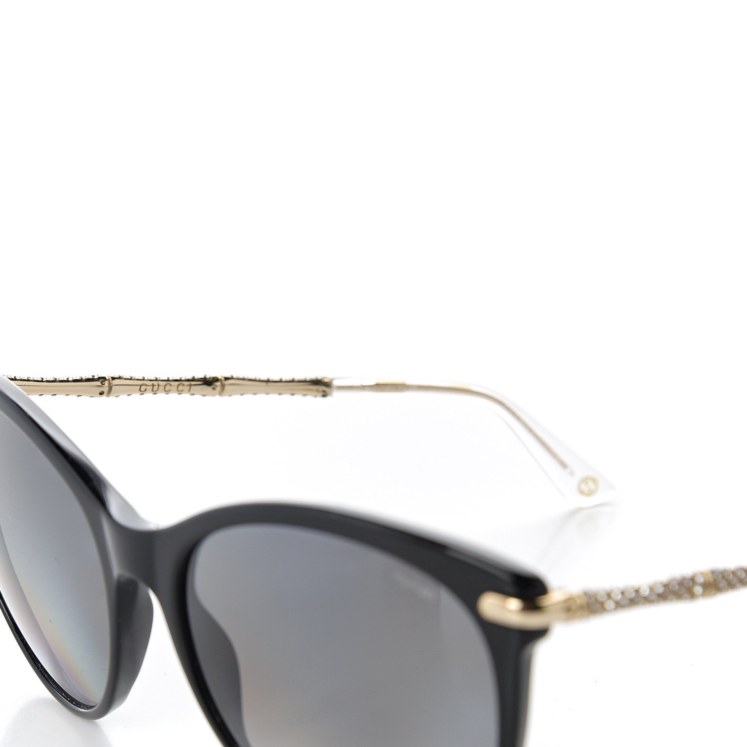 Gucci Crystal Bamboo Cat Eye Sunglasses GG3771 Black Gold 5 of 10