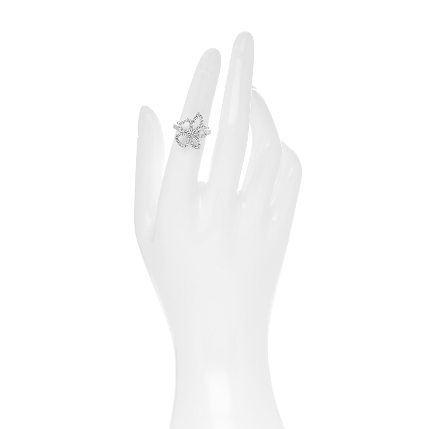 18K White Gold Diamond Flower Ring 49 4.75