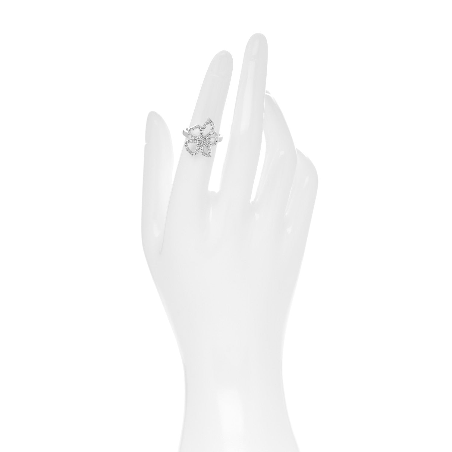 Gucci 18K White Gold Diamond Flower Ring 49 4.75 2 of 4