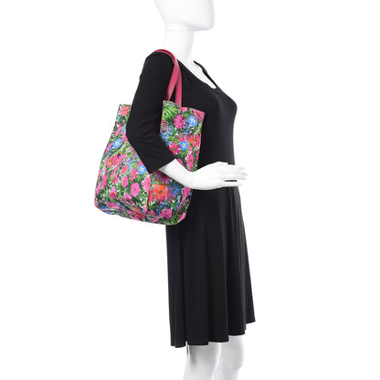 Prada Tessuto Nylon Floral Print Tote Pink 2 of 12