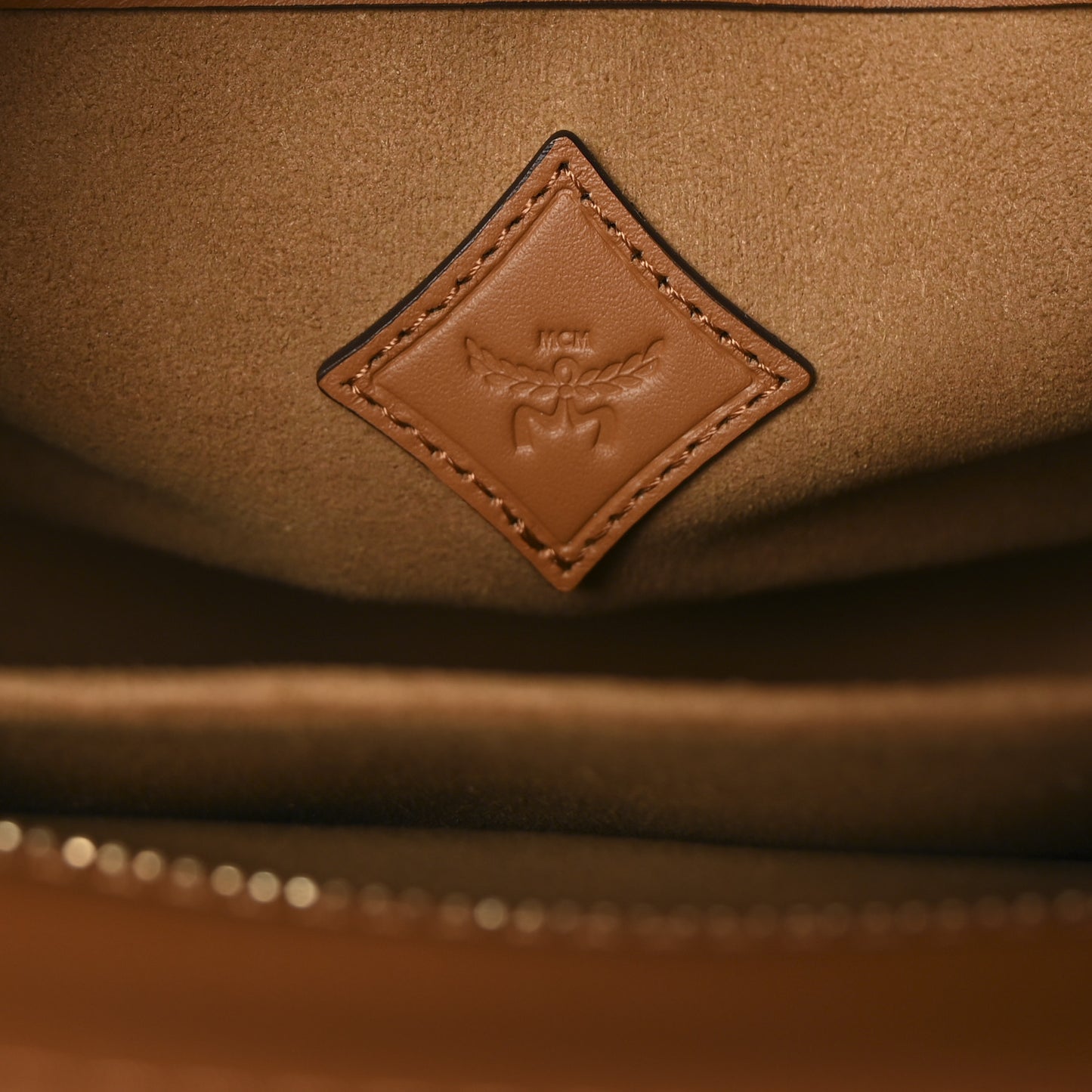 Visetos Calfskin Medium Diamond Tote Cognac