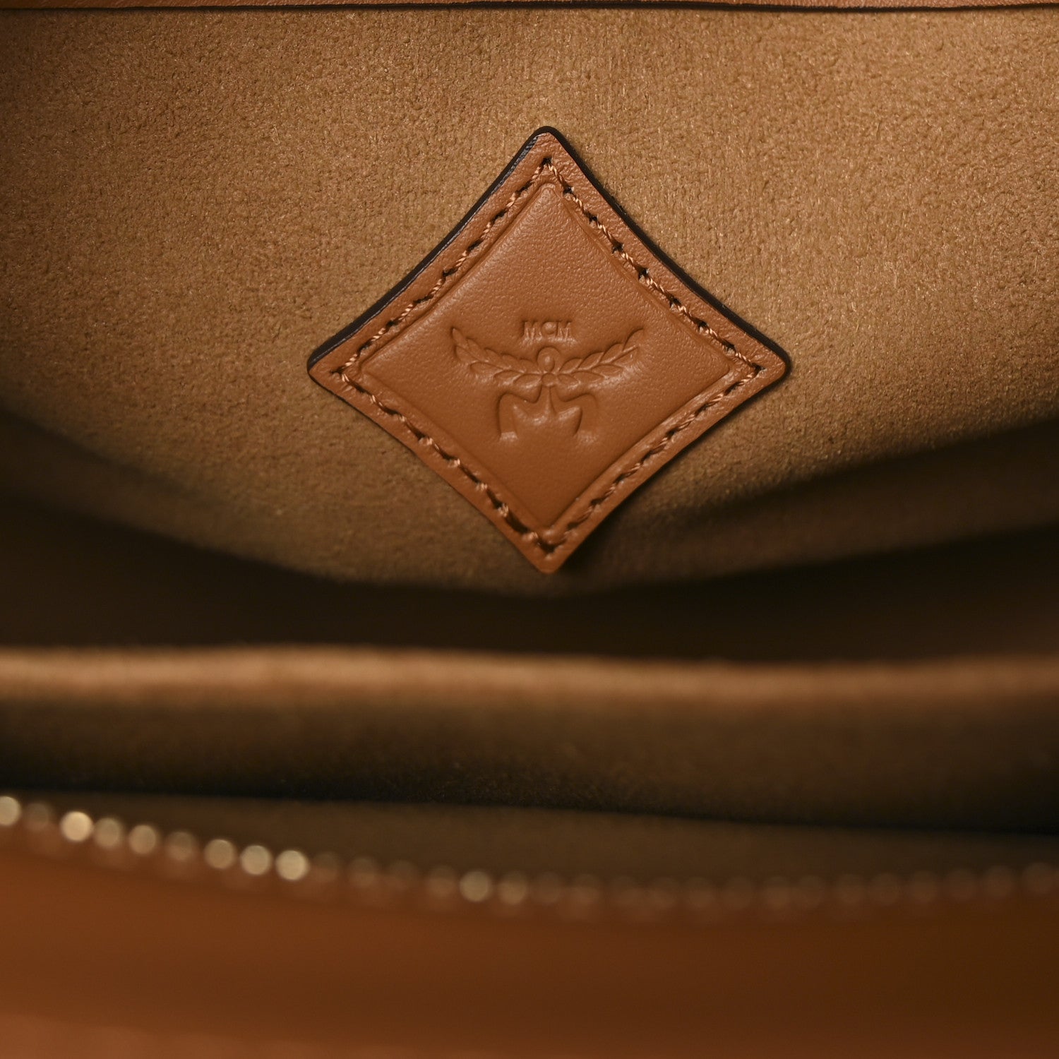 MCM Visetos Calfskin Medium Diamond Tote Cognac 6 of 10