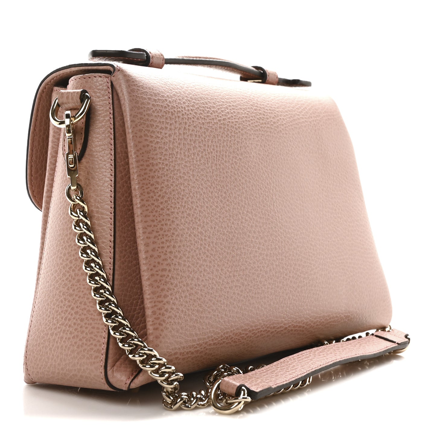 Dollar Calfskin Interlocking G Top Handle Shoulder Bag Soft Pink