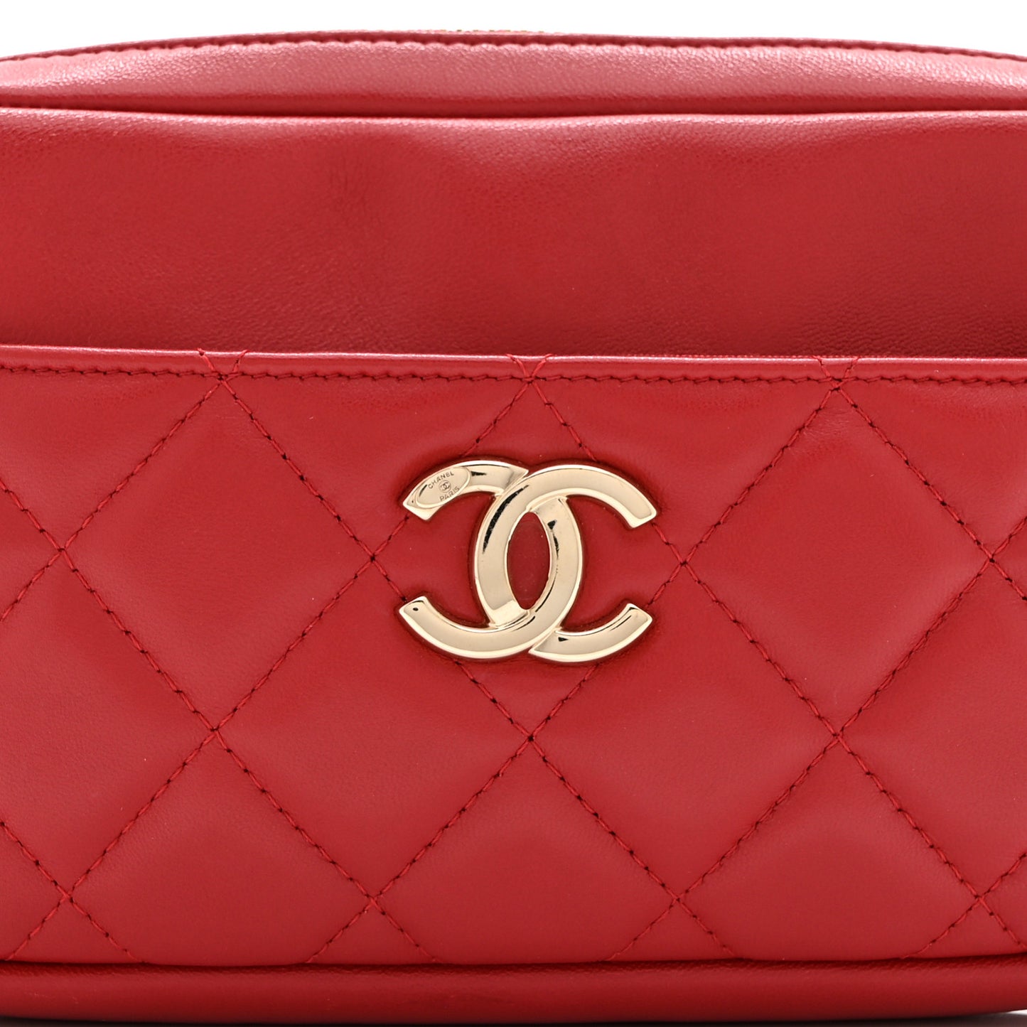 Lambskin Quilted Waist Bag With Pouch Red