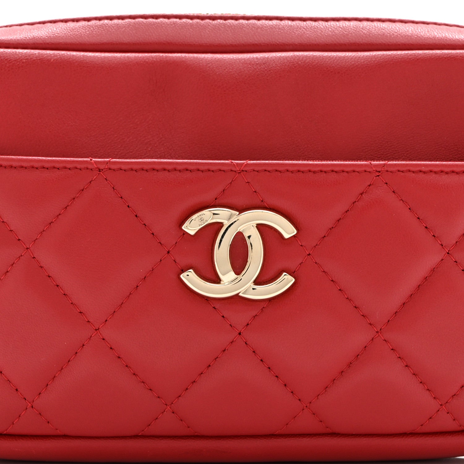 Chanel Lambskin Quilted Waist Bag With Pouch Red 9 of 12