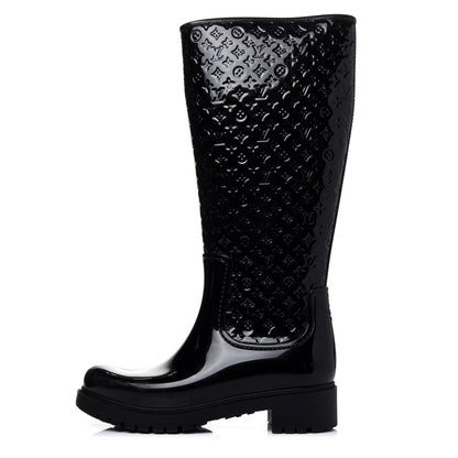 Louis Vuitton Rubber Embossed Monogram Splash Rain Boots 37 Black 1 of 12