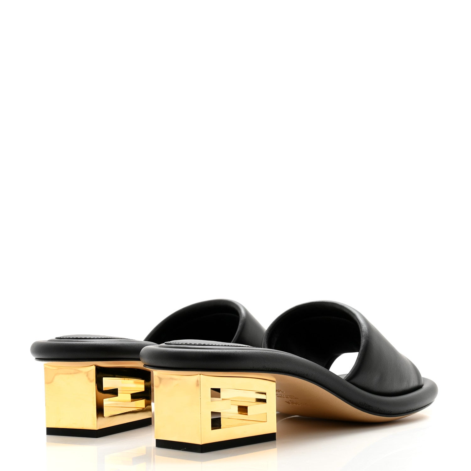 Fendi Nappa Baguette 60mm Slide Sandals 38.5 Black 4 of 8