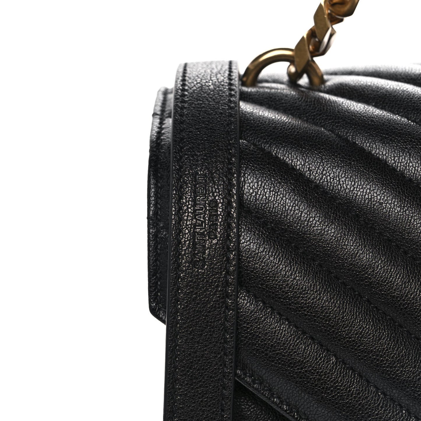 Sheepskin Matelasse Chevron Monogram Large College Satchel Black