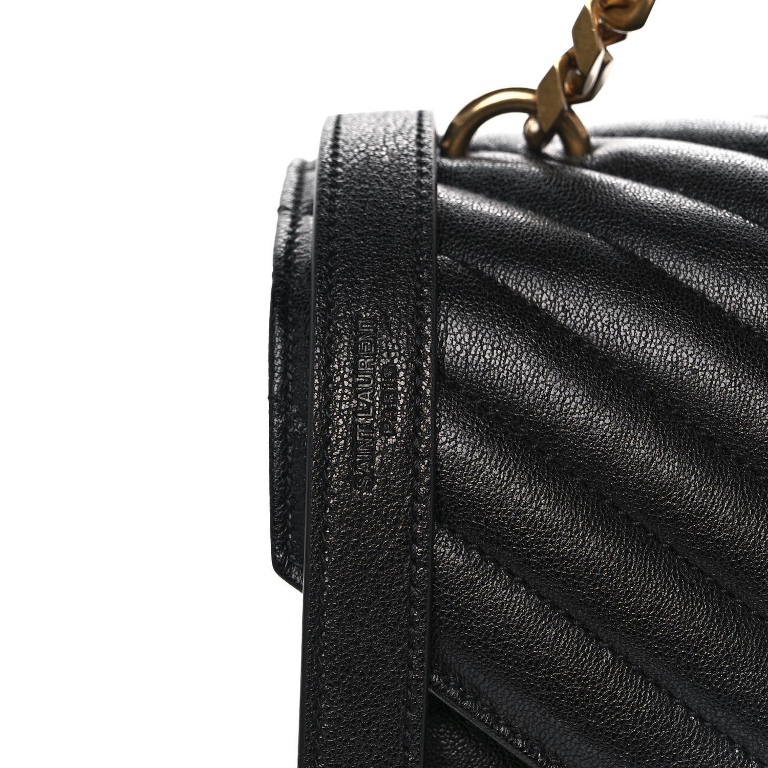 Saint Laurent Sheepskin Matelasse Chevron Monogram Large College Satchel Black 9 of 12