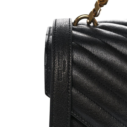 Saint Laurent Sheepskin Matelasse Chevron Monogram Large College Satchel Black 9 of 12