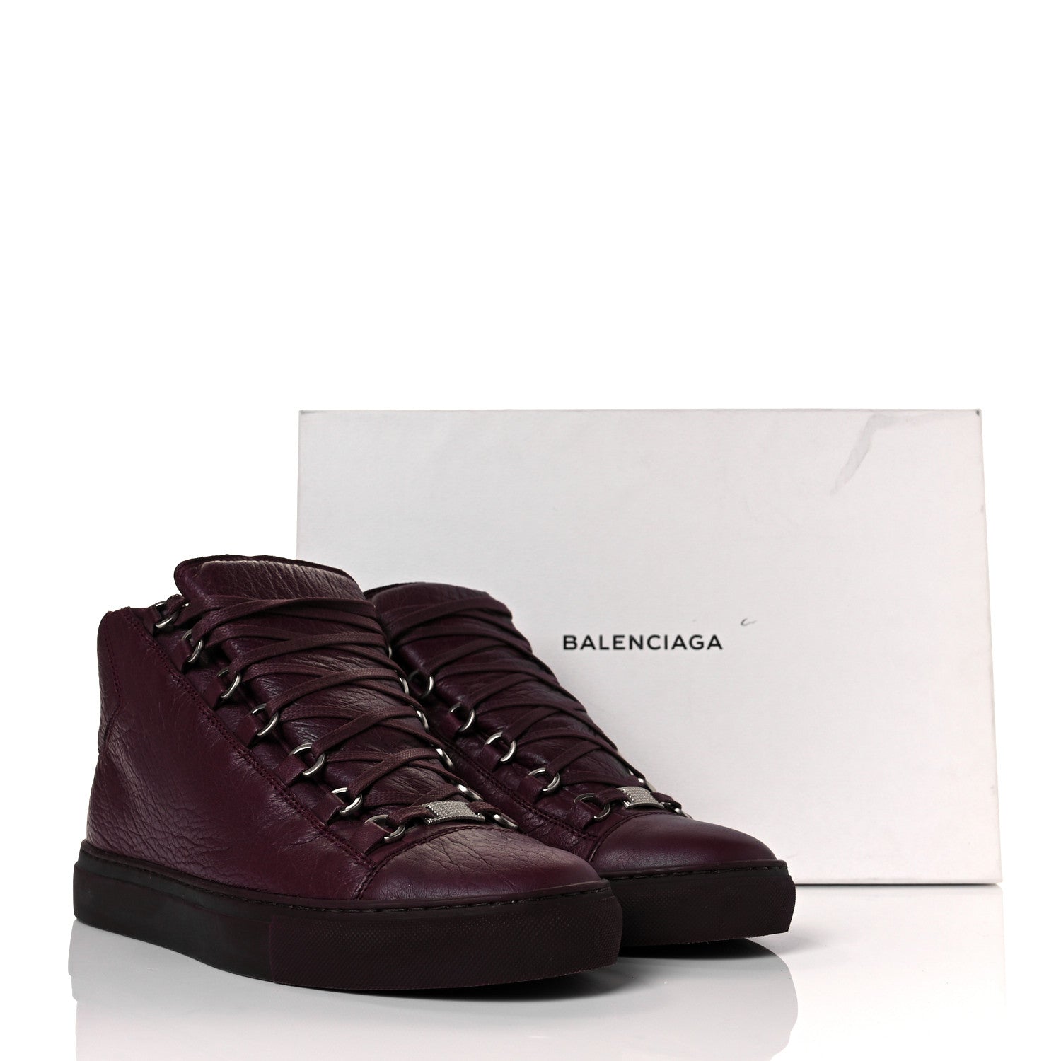 Balenciaga Agneau Arena Opaque Womens High Top Sneakers 42 Rouge Bourgogne 9 of 9