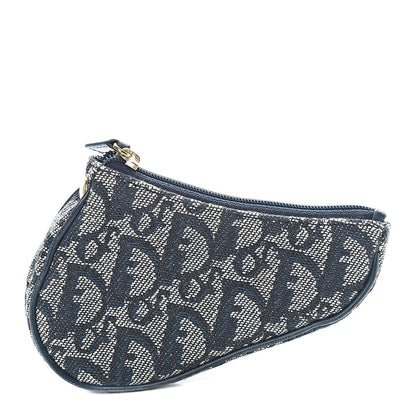Christian Dior Monogram Saddle Coin Purse Navy 1 of 7