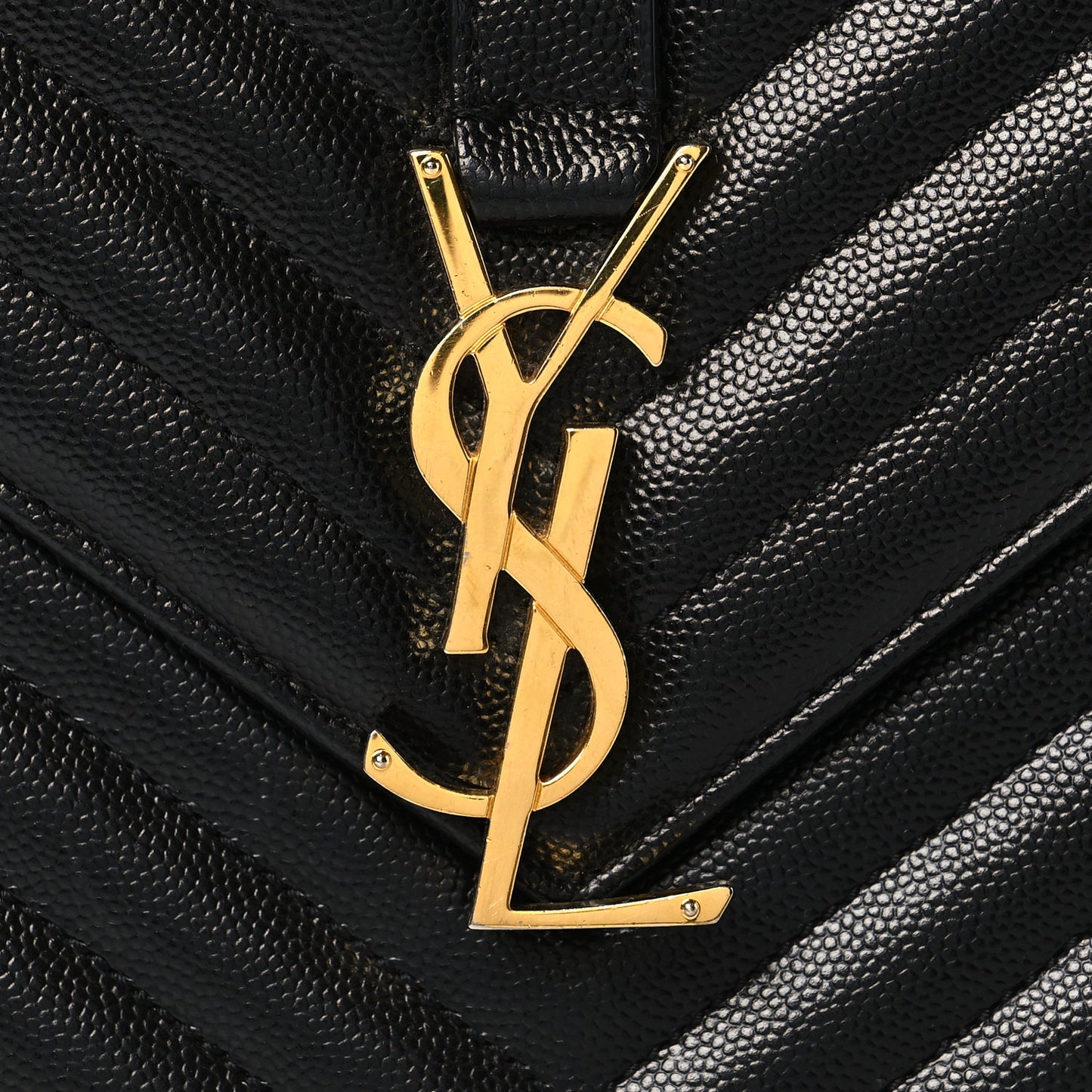 Grain De Poudre Matelasse Chevron Large Monogram Satchel Black
