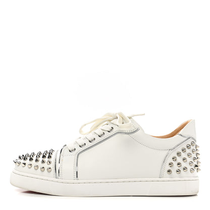 Christian Louboutin Calfskin Spikes Womens Vieira 2 Flat Sneakers 38 White 1 of 11