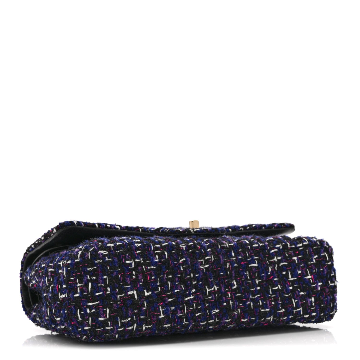Chanel Tweed Quilted Medium Double Flap Dark Purple 4 of 10